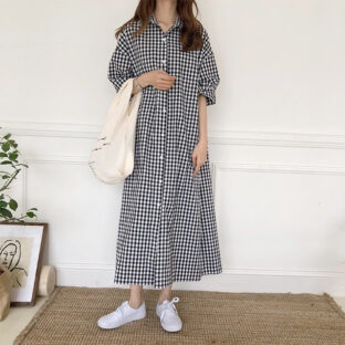gingham shirt one-piece