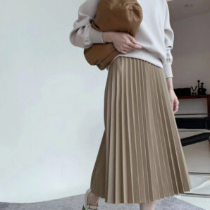 leather pleats skirt